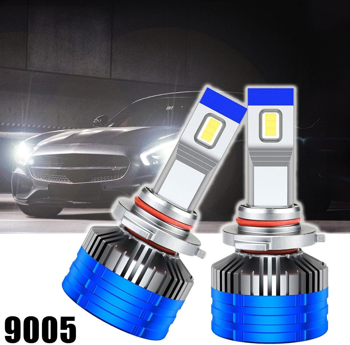 ya 4 8.8 2Pcs 9005 LED Headlight Kit Bulbs 6000K Driving Light Fog Lights Bright Car