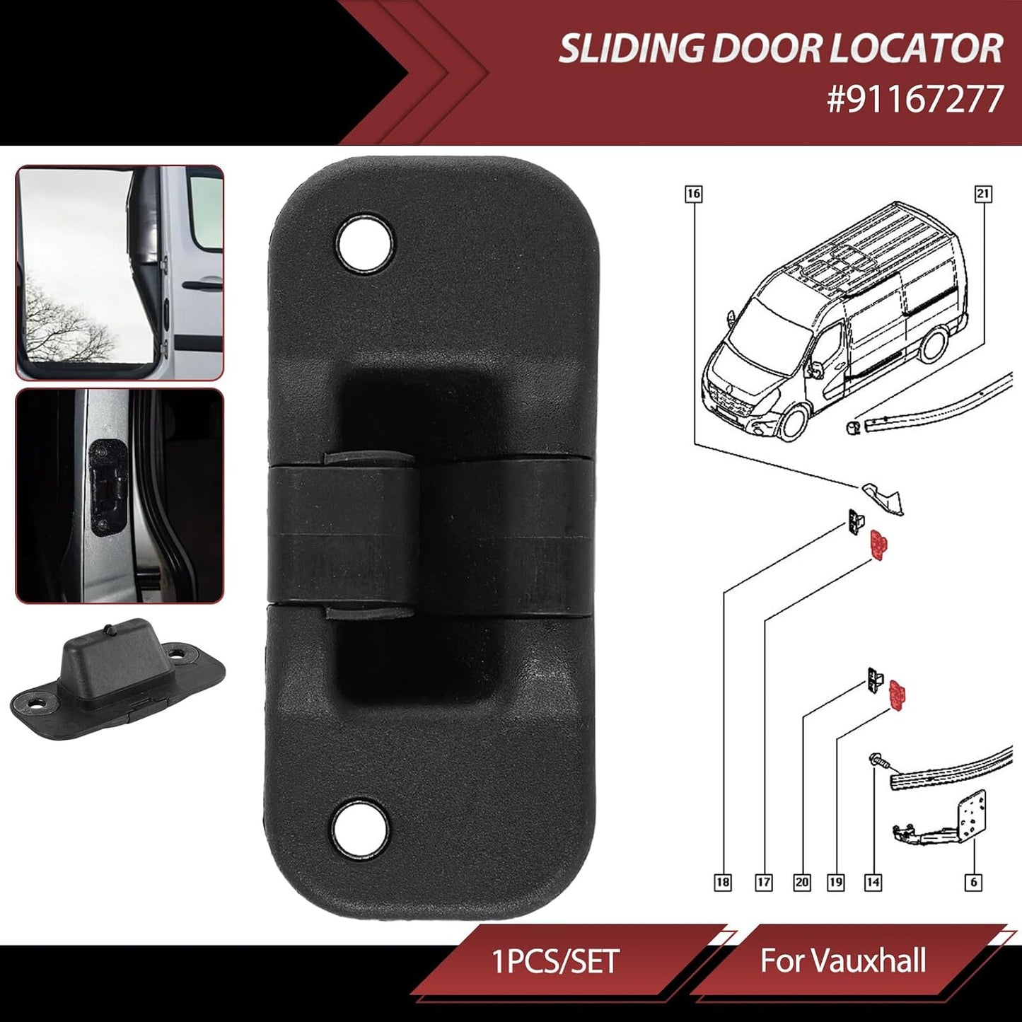 ya 7 8.24 baidi for Vauxhall Trafic Mk2 & Mk3 Female Side Sliding Door Locator Retainer 91167277