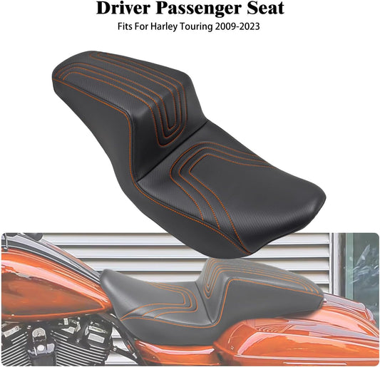 ya 4 8.8.2 Driver Passenger for SEAT U-shaped Orange Stitching for Harley Road Street Glide 09+