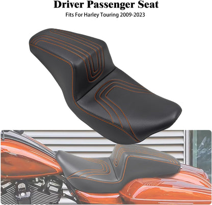 ya 5 8.24 baidi Driver Passenger for SEAT U-shaped Orange Stitching for Harley Road Street Glide 09+