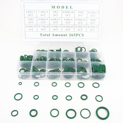 ya 7 8.24 baidi 265 Pcs Car A/C System Air Conditioning O Ring Seals Set Rapid Repair Kit Tool