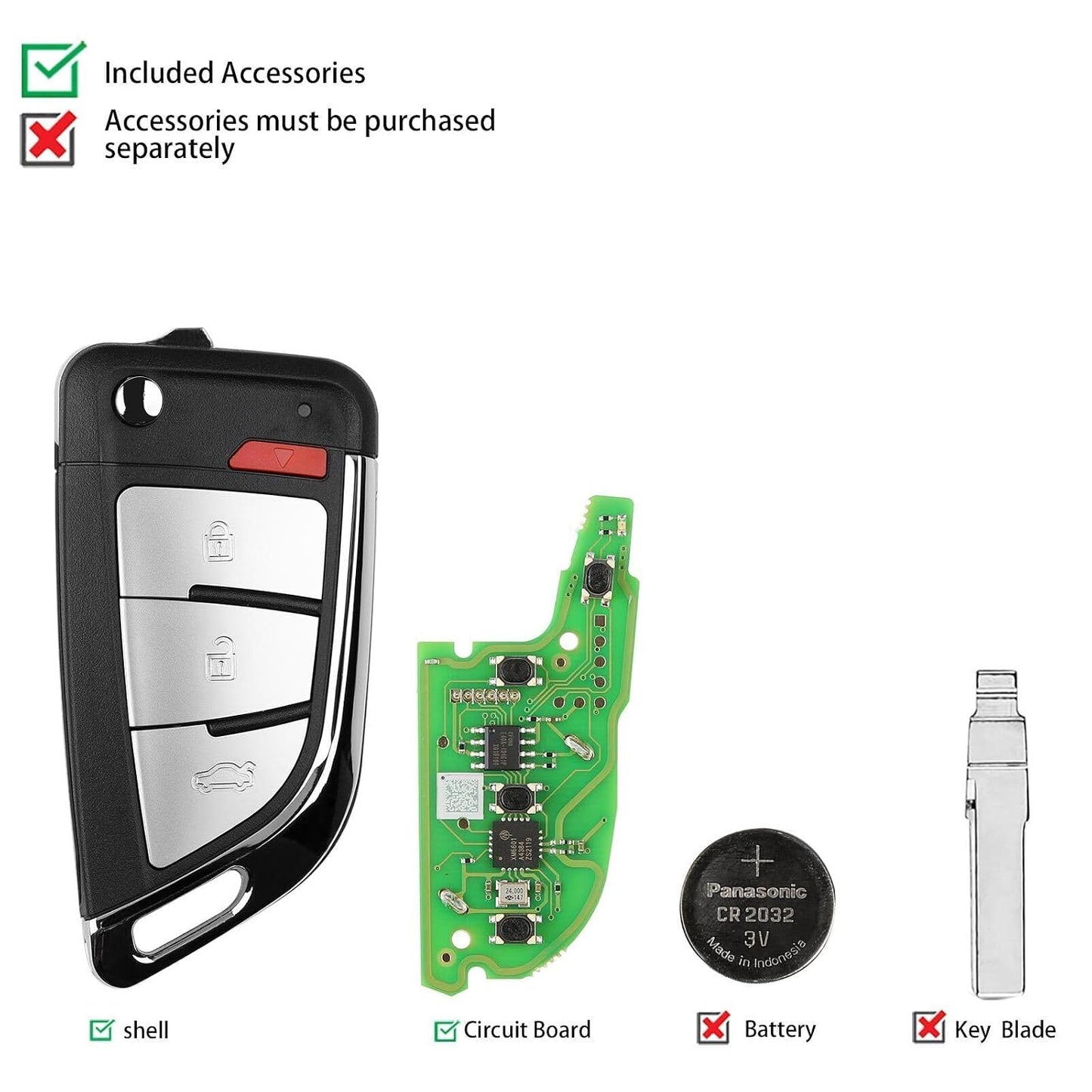 ya 3 8.24 baidi 5X XKKF20EN Wire Remote Key Memoeial 3+1 Buttons for H.onda for Buick for Ford HK