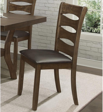 ya 28 10.13 baidi Transitional Dining Set 5pc - Brown Wood Table (Self-Storing Leaf)+4 Side C