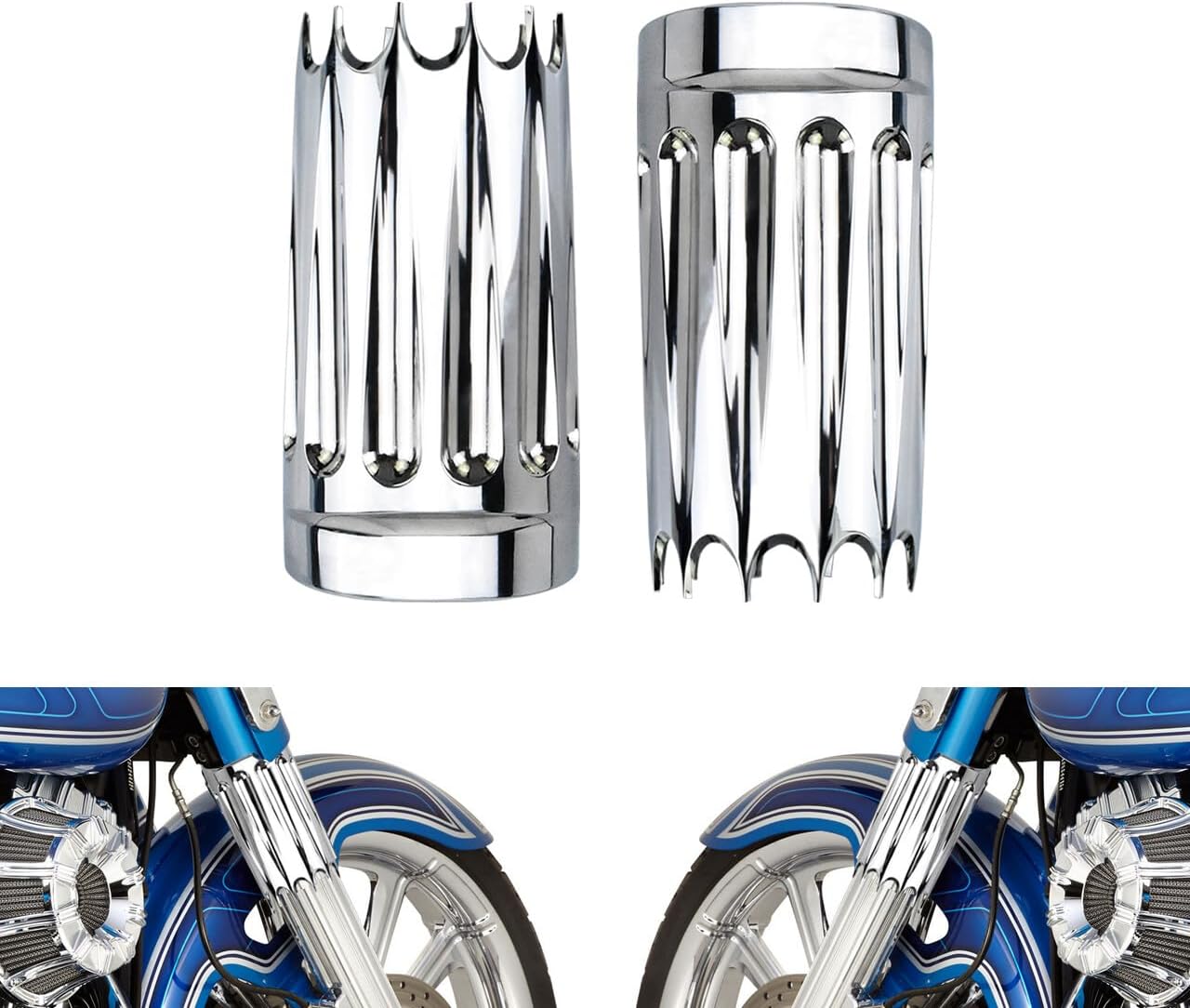 ya 2 8.15 Chrome CNC Slider Fork Cover Fit for Harley Touring Electra Road Glide 1984-2023