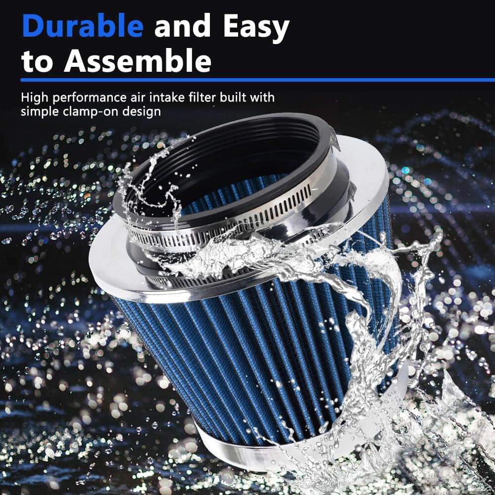 ya 13 9.15 baidi 3/3.5/4 High Flow Inlet Dry Air Filter Cold Air Intake Cone Replacement BLUE