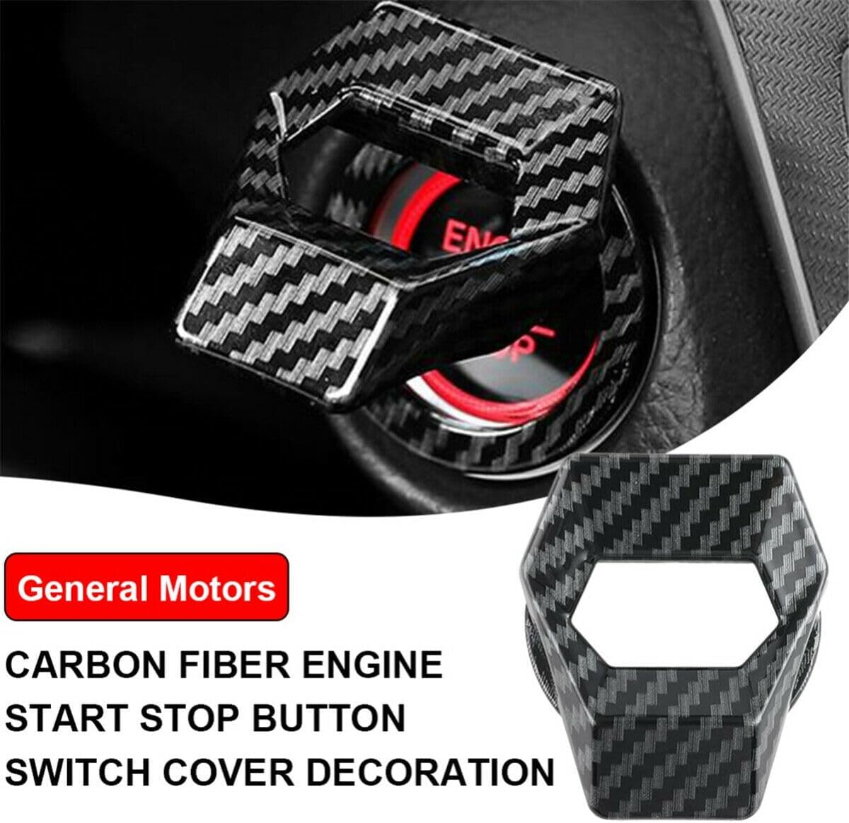 ya 4 8.24 baidi Universal Car Engine Start Stop Button Cover Decorative Carbon Fiber Black