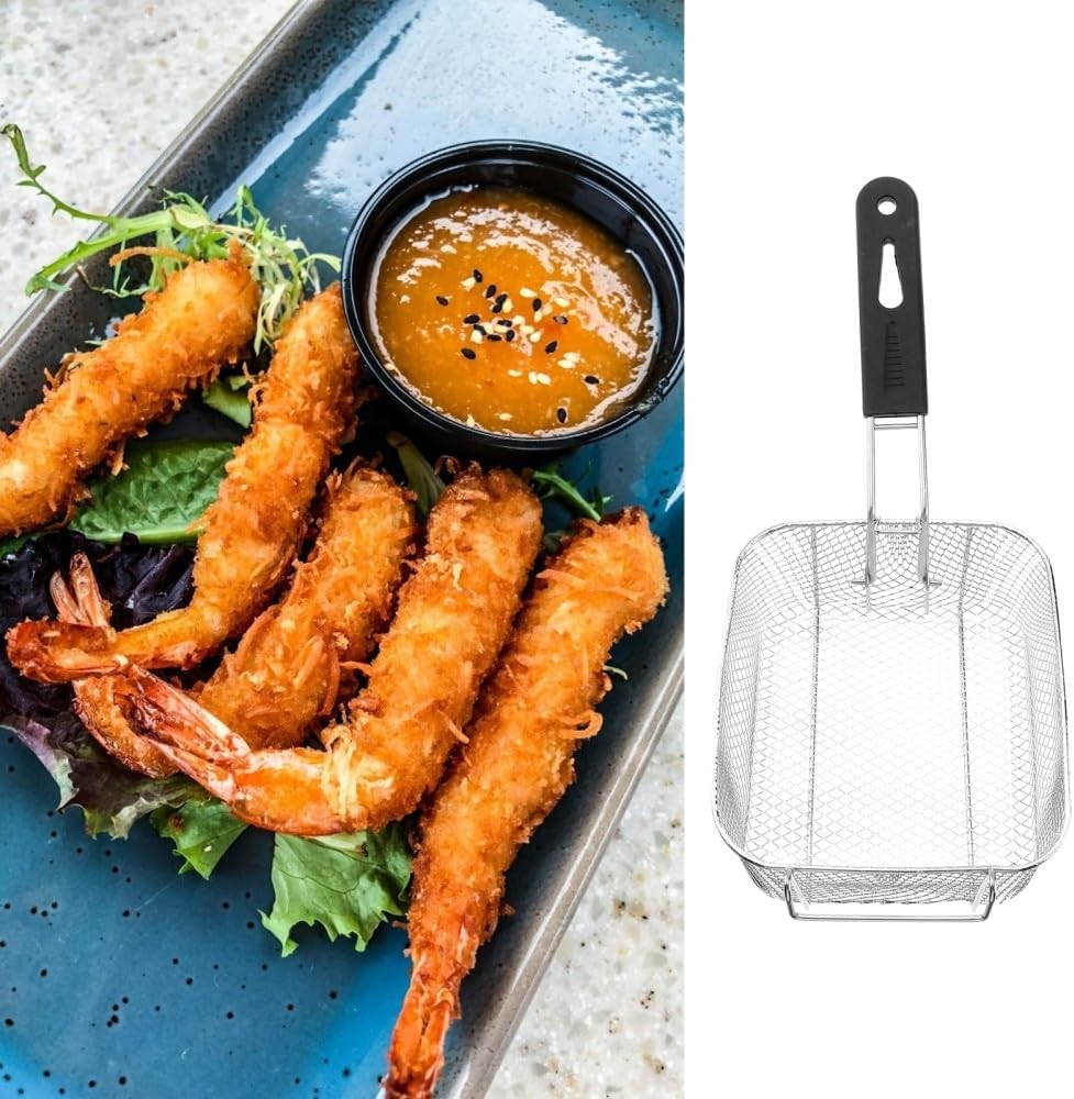ya 14 9.20 baidi 2 PCS Stainless Steel Frying S n Wire Mesh Strainer Fryer Basket Commercial-1