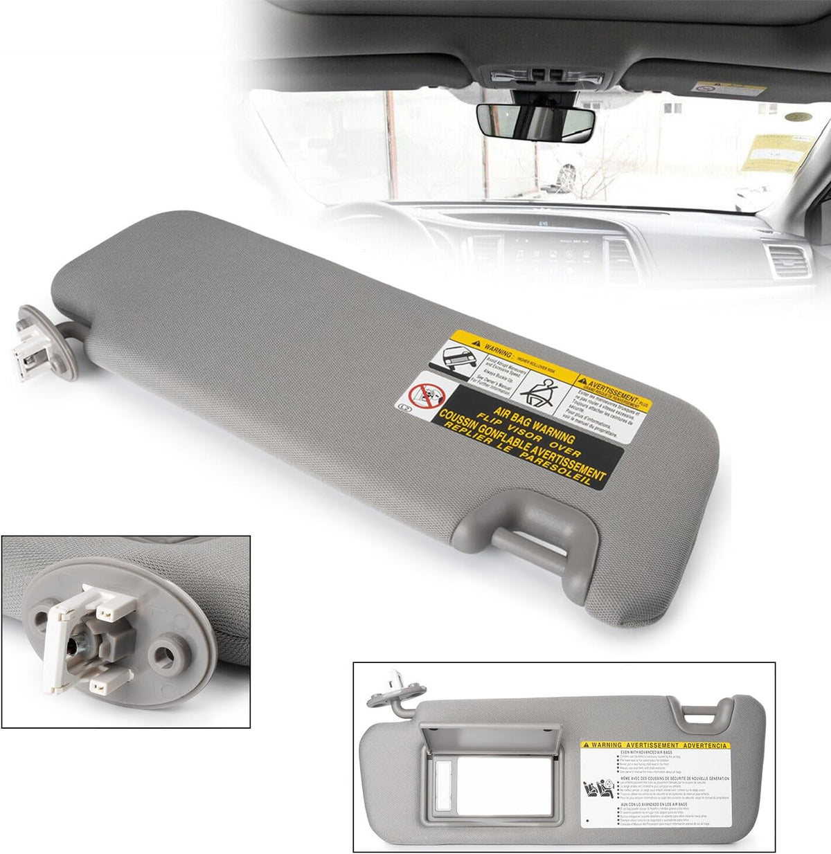 ya 11 9.14 baidifor Toyota 14-19 Highlander Left Gray SUNVISOR W/Light 74320-0E074-B0