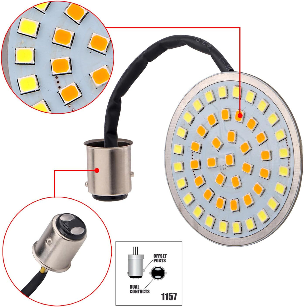 ya 4 8.14 4 Pack 2 Inch Rear 1157 LED Turn Signal Tail Light Inserts for Harley Davidson 