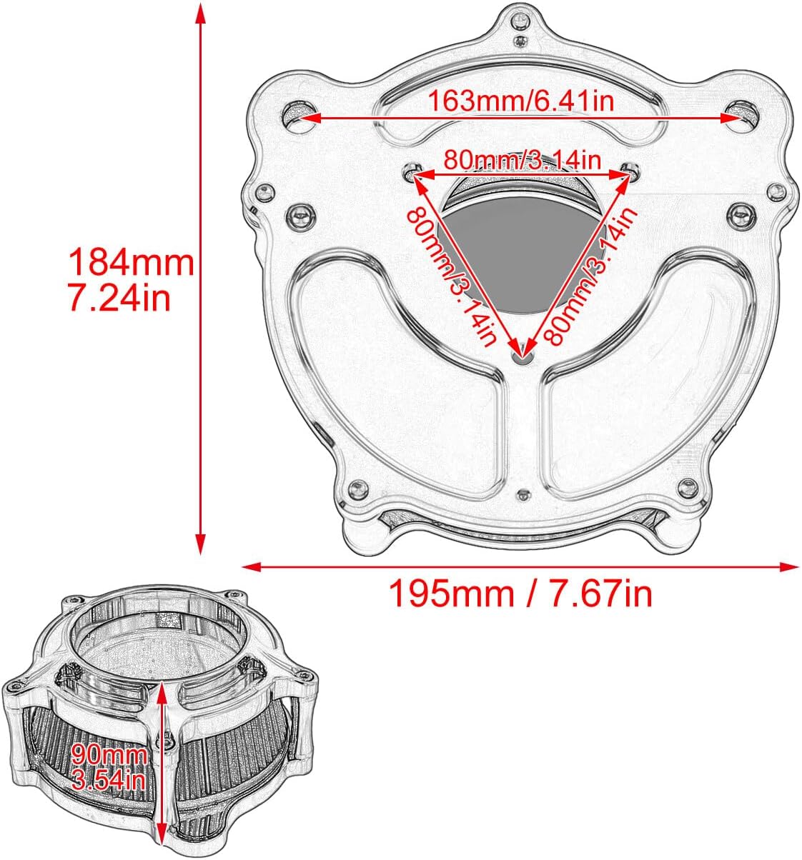 ya 5 8.10 Overt Air Filter Cleaner Grey Intake Fit for Harley Road Electra Glide 2008-2016
