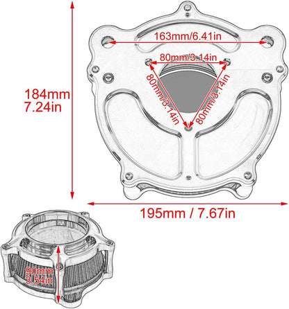 ya 5 8.10 Overt Air Filter Cleaner Grey Intake Fit for Harley Road Electra Glide 2008-2016