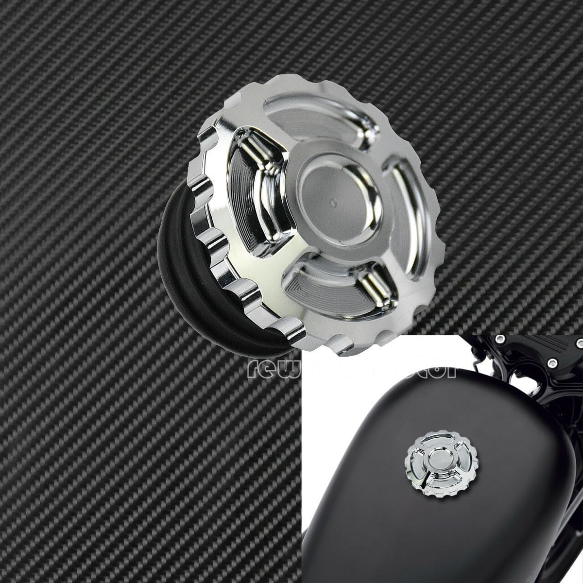 ya 9 10.24 Vented Gas Cap Fuel Tank Right-hand Thread Chrome Aluminum Fit for Harley Dyna
