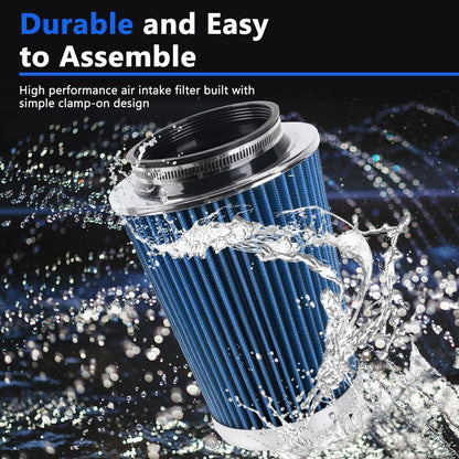 ya 13 9.15 baidi High Flow Per for MAN ce Cold Air Intake Air Filter 3, 3.5, 4 Inlet, 9 Tall