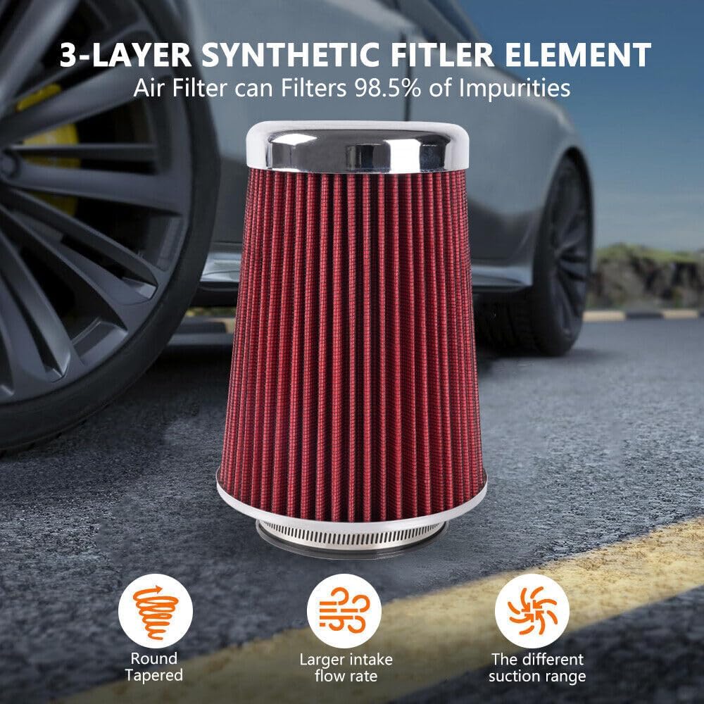 ya 13 9.15 baidi 3,3.5,4 Inlet, 9 Tall Red High Flow Cold Air Intake Air Filter Replacement