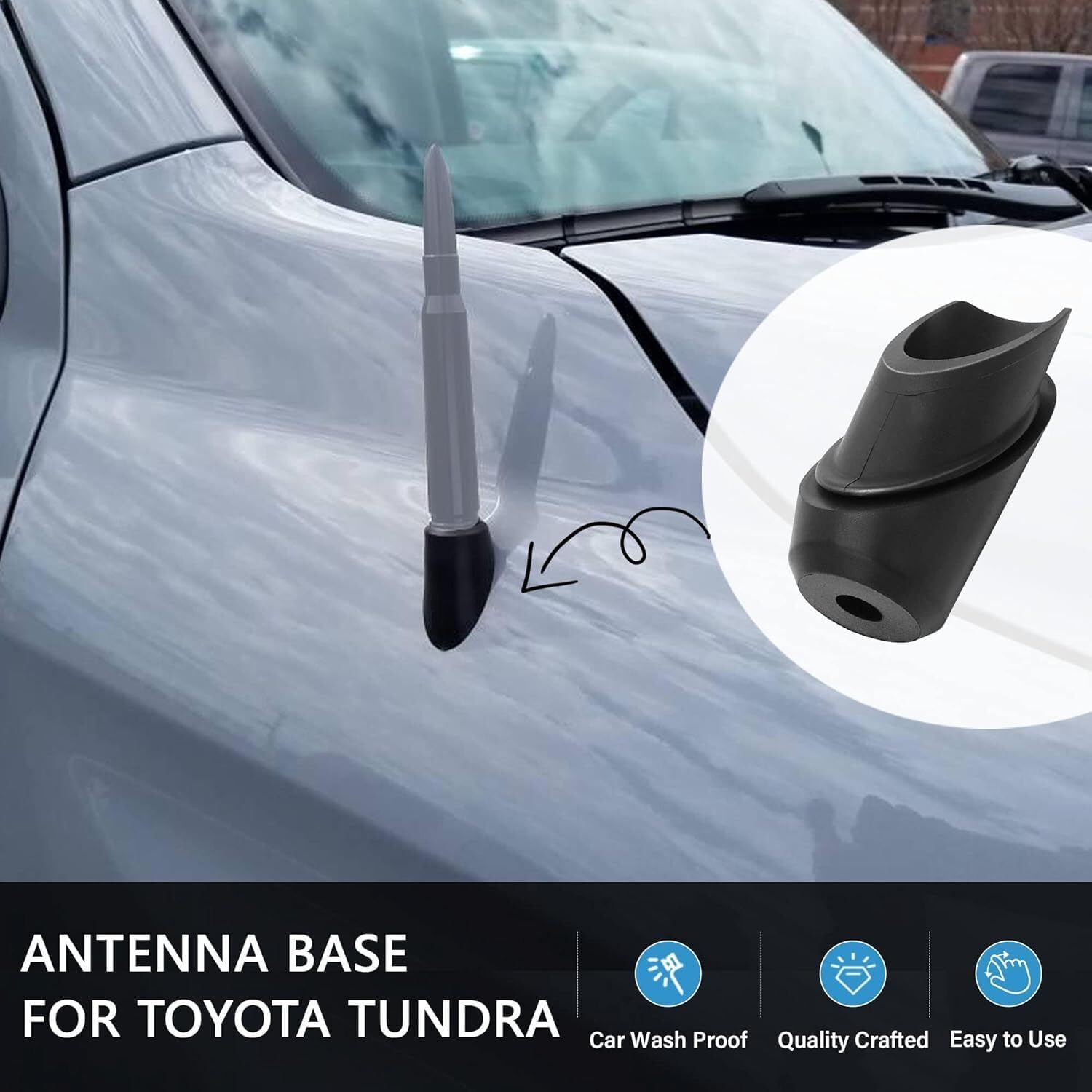 ya 6 8.14 86392-0C030 ORNAMENT BEZEL Antenna Base Black Fits for Toyota Tundra Cab 2014-2021