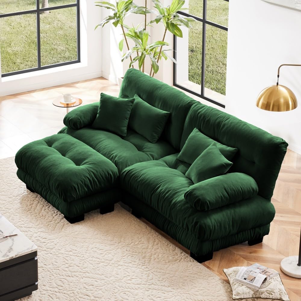 ya 28 10.13 baidi Chenille Cloud Couch Sectional Sofa, Convertible Ottoman for Living Room Gr