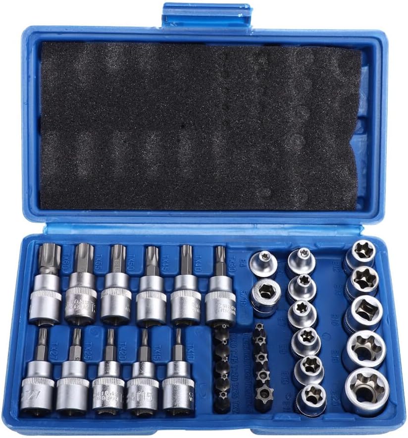 ya 14 9.20 baidi 34PCS Male Female Torx Star Bit Socket E-Socket Handheld Tool Steel Socket Set-1