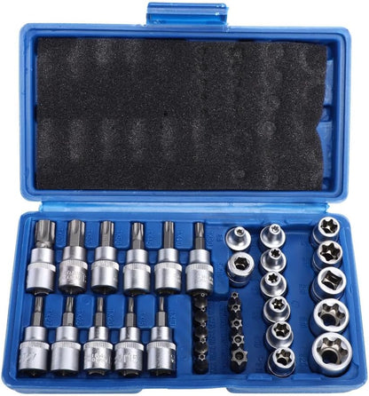 ya 14 9.20 baidi 34PCS Male Female Torx Star Bit Socket E-Socket Handheld Tool Steel Socket Set-1