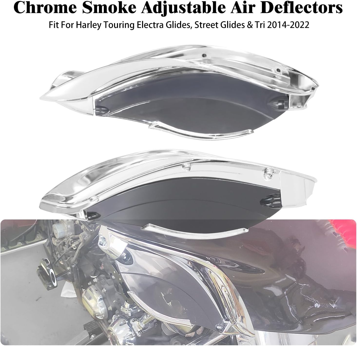ya 7 8.24 baidi Chrome Batwing Fairing Smoke Air Deflectors for Harley Electra Street Glide 14+