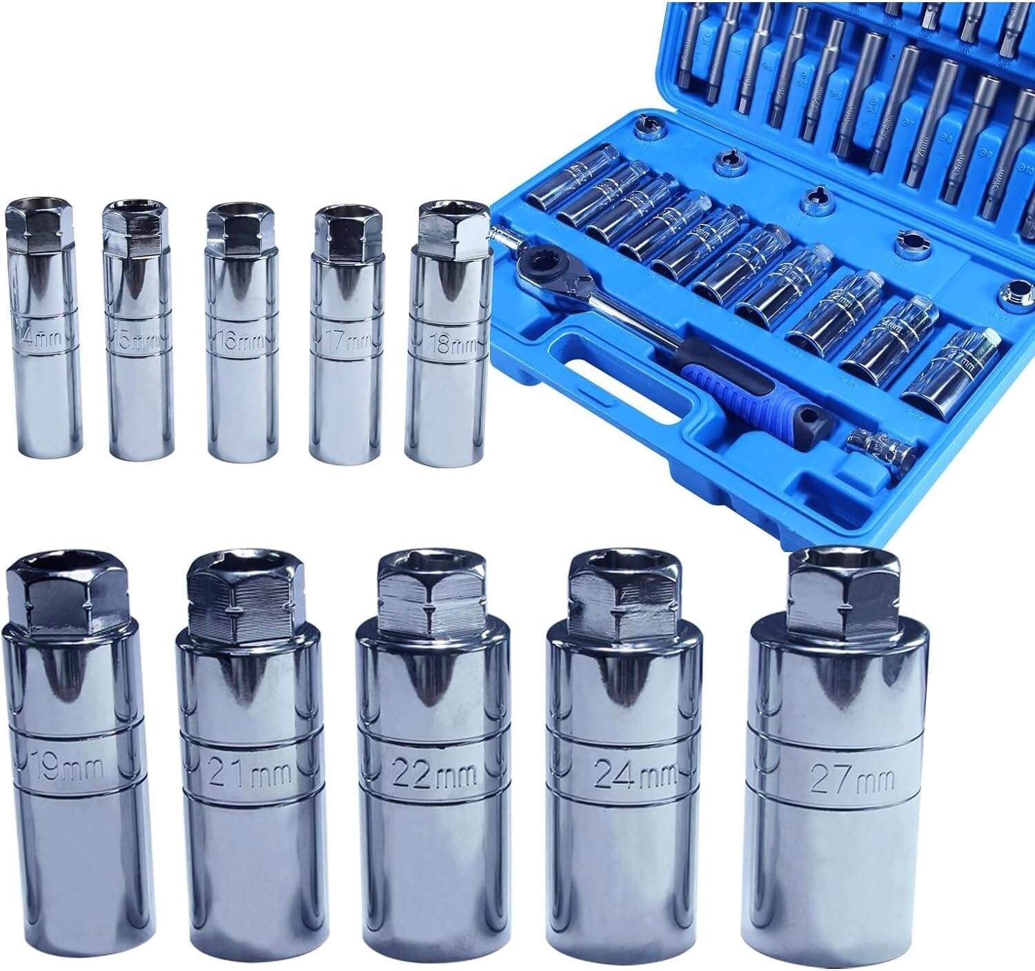 ya 4 8.24 baidi 43-Piece Steering Hub Suspension Shock Absorber Strut Nut Removal Tool Socket Set