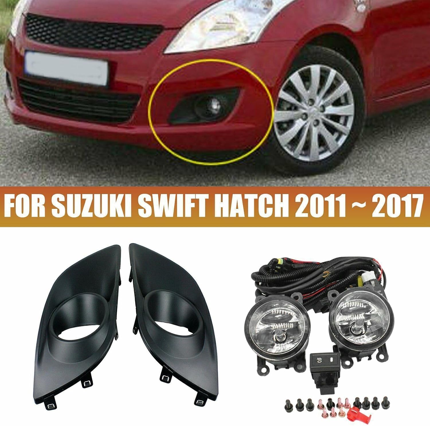 ya 3 8.24 baidi 1 Set Car Fog Light Bulbs with Switch Wire for Suzuki Swift Hatch 2011-2017