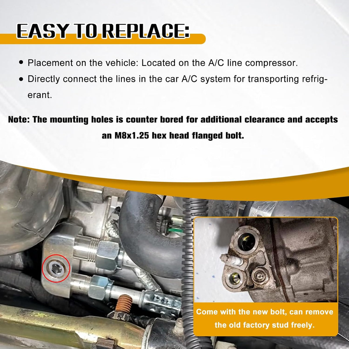 ya 12 10.8 baidi For GM Gen V L86 L83 Engine Swap Conversion A/C Line Compressor Adapter Fitting