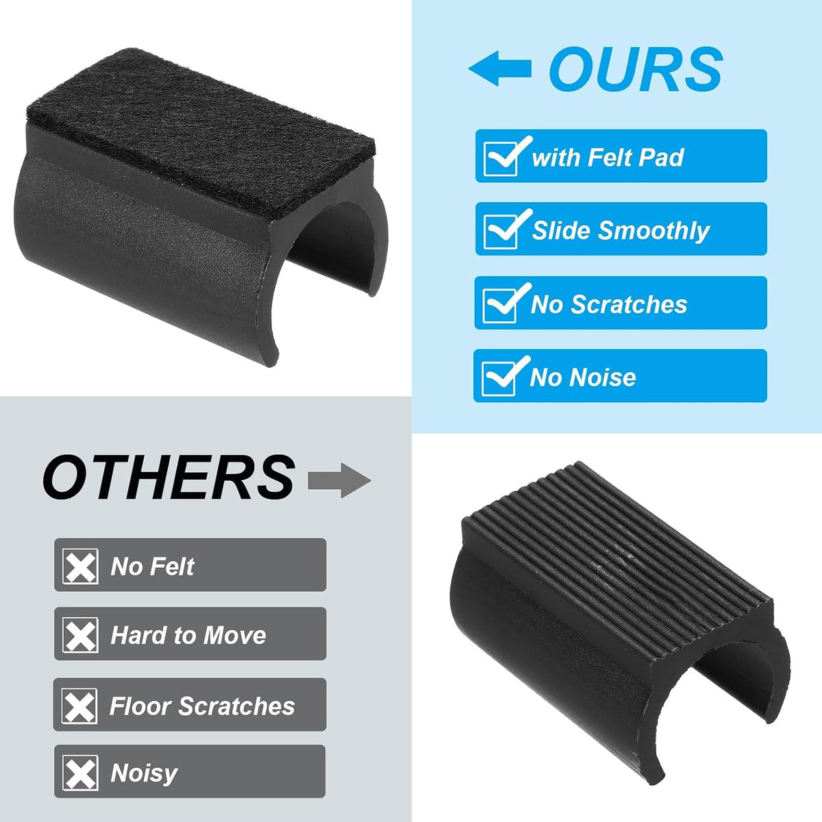 ya 26 10.21 baidi 16pcs U Chair Leg Caps, 22mm U Shaped Chair Leg Floor Protector Tangle, Black