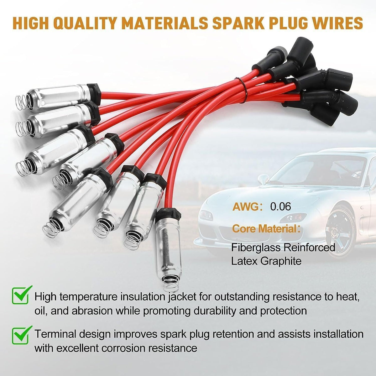 ya 9 10.24 8-pack square ignition coils and spark plug wires for Chevrolet for GMC 4.8L 5.3L 6.0L 8.1L-
