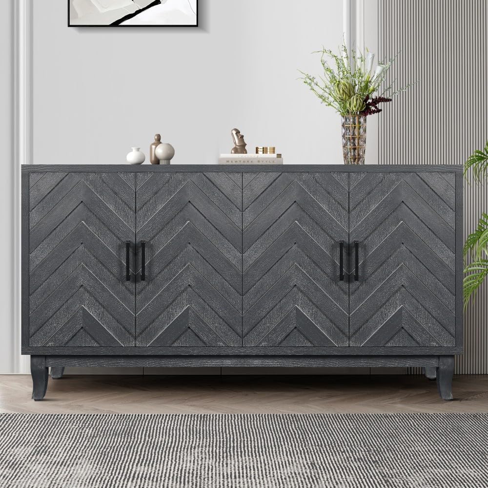 ya 28 10.13 baidi For Entryway Taupe Grey Vintage Buffet Wooden Cabinet,4 ,Storage Sideboard