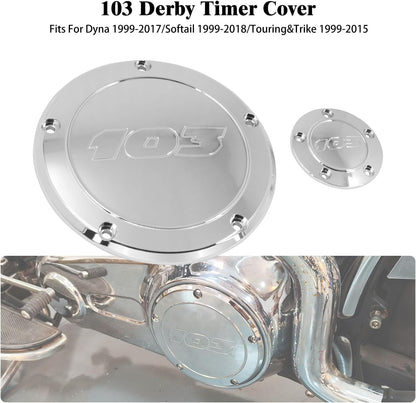 ya 4 8.14 All Chrome 103 Derby Timing Timer Cover Fit for Harley Dyna Softail FXS Touring