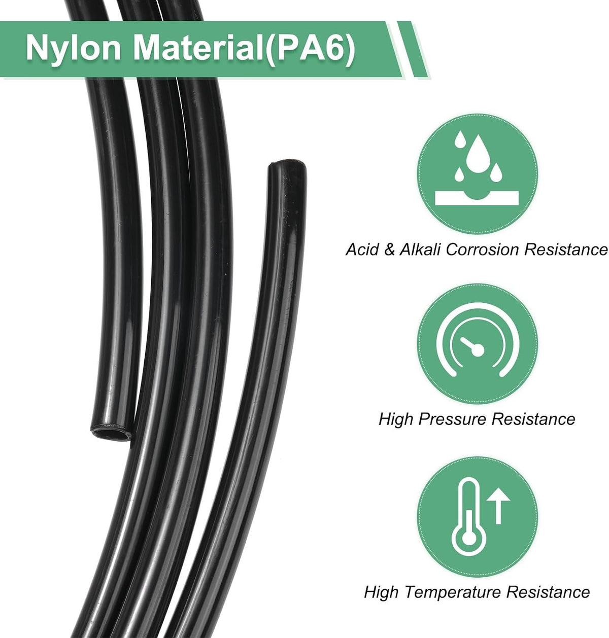ya 14 9.20 baidi 3 Meter Nylon Hose Tube, 8x10mm(IDxOD) PA6 Pneumatic Air Tubing Black-1