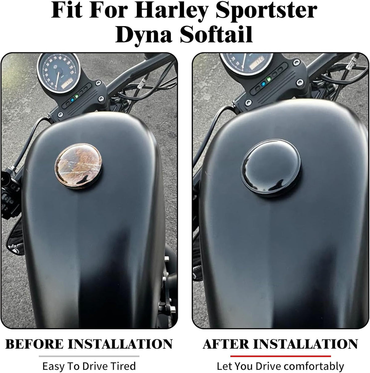 ya 9 10.24 Black Vented Right Thread Fuel Tank Gas Cap for Harley Sportster 883 1200 48 72