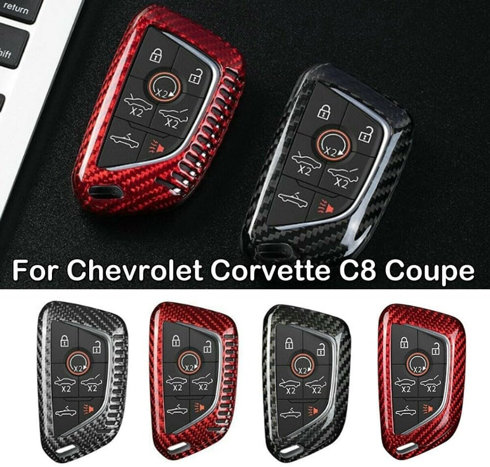 ya 9 10.24 Carbon Fiber Car Remote Key Shell Case for Chevrolet for Corvette C8 Coupe