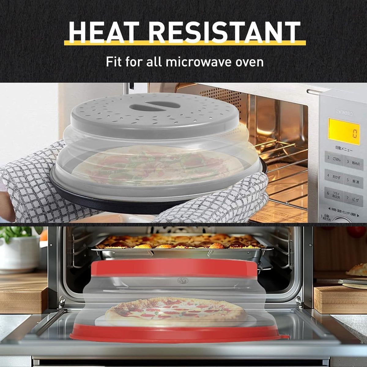 ya 14 9.20 baidi 2 Pcs Foldable Microwave Splash Cover, Plate & Bowl Splash Guard,Fruit Strainer-1