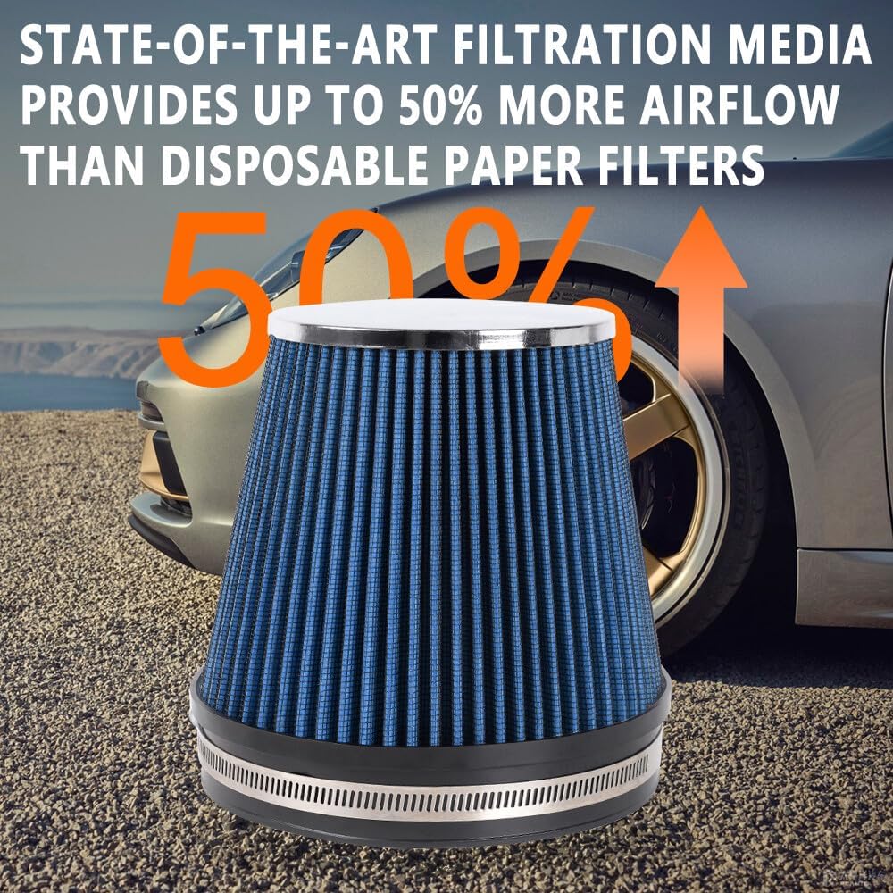 ya 13 9.15 baidi BLUE 6 152mm Inlet Air Filter Truck Air Intake Cone Replacement Dry 6 Tall