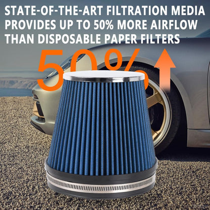 ya 13 9.15 baidi BLUE 6 152mm Inlet Air Filter Truck Air Intake Cone Replacement Dry 6 Tall