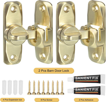 ya 26 10.21 baidi 90/180¡ãBarn Door Lock, 2 Set Zinc Alloy Flip Sliding Door Latches, Gold