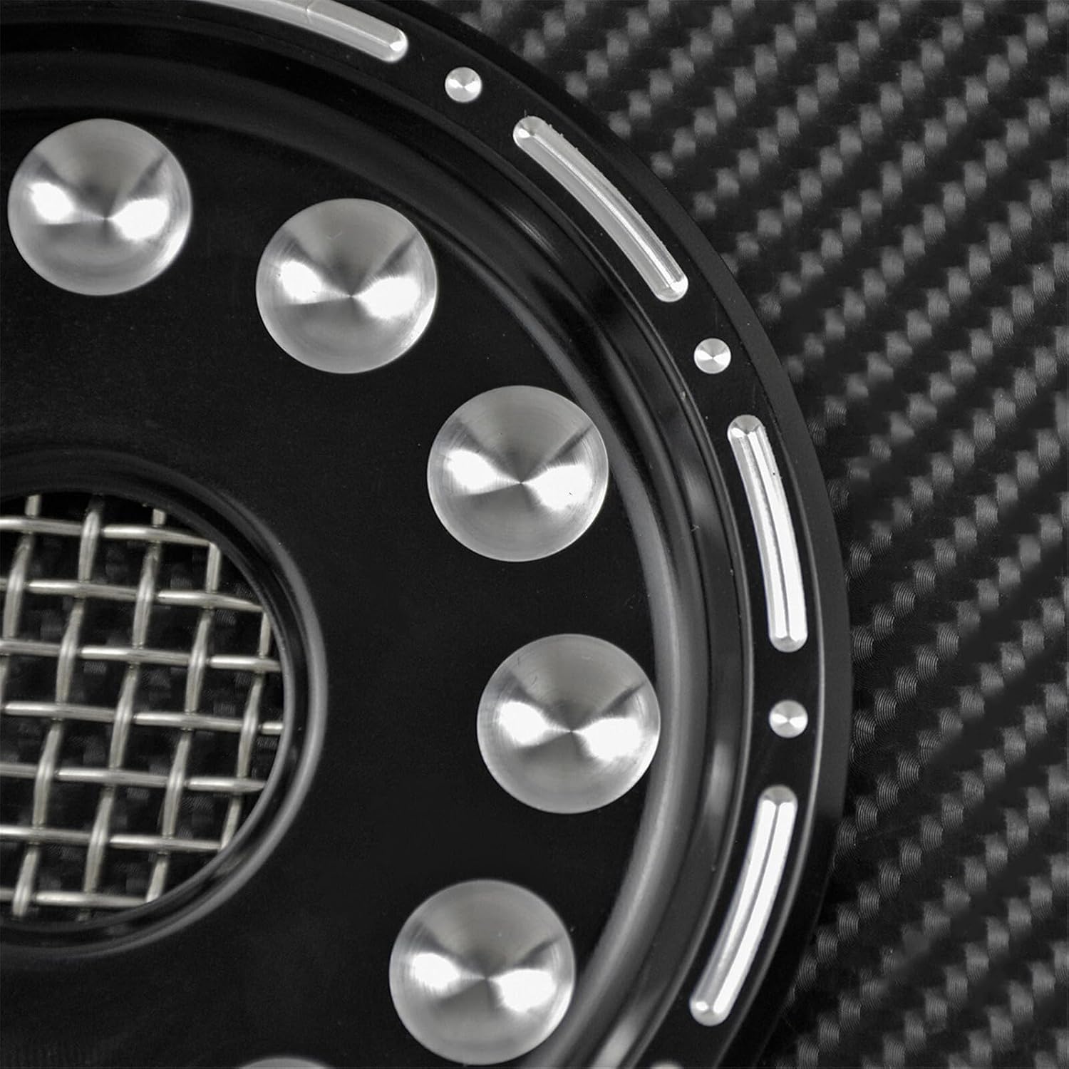 ya 2 8.15 CNC Black Dots Front Pulley Cover Fit For Sportster XL Iron 883 1200 48 2004-up