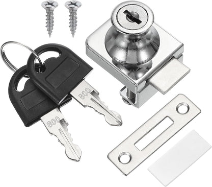 ya 26 10.21 baidi Glass Cabinet Lock, Keyed Different Single Swing Showcase Lock Thickened, Silver