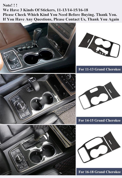 ya 10 9.16 baidi for Jeep for Grand Cherokee 11-22 Carbon Fiber Cup Gear Panel Protector Cover Trim