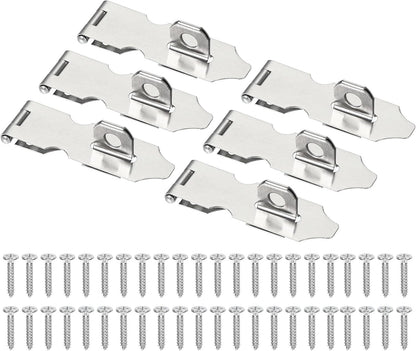 ya 26 10.21 baidi 6 Pcs 2.6 Hasp Lock Latch Stainless Steel Packlock Clasp with Screw, Silver-2