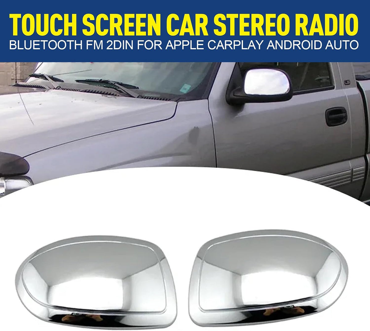 ya 11 9.14 baidiFits 1999-2006 for Chevrolet for Silverado for GMC Sierra 2 Piece Chrome Mirror Covers -