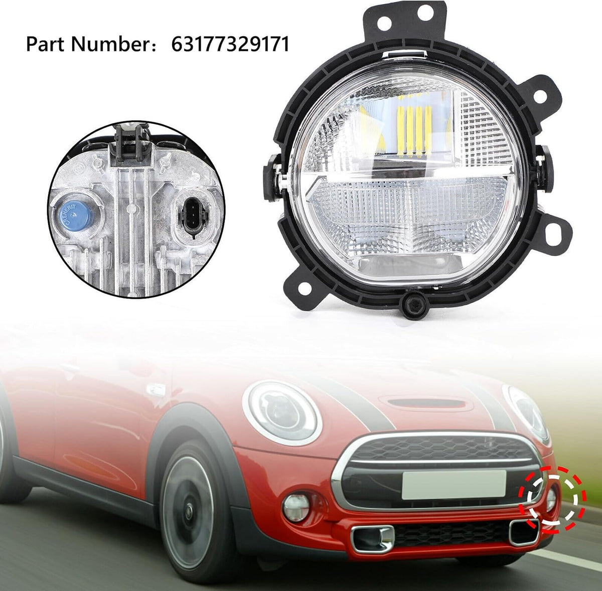 ya 10 9.16 zhengce Front Bumper Left Fog Light Lamp 63177329171 for Mini F55 F56 F54 F57 DD
