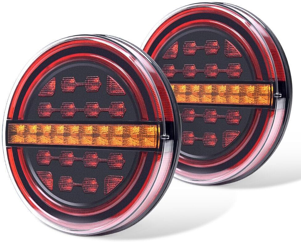 ya 2 8.15 2-piece LED waterproof circular trailer truck tail light amber flow turn signal light