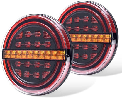 ya 2 8.15 2-piece LED waterproof circular trailer truck tail light amber flow turn signal light