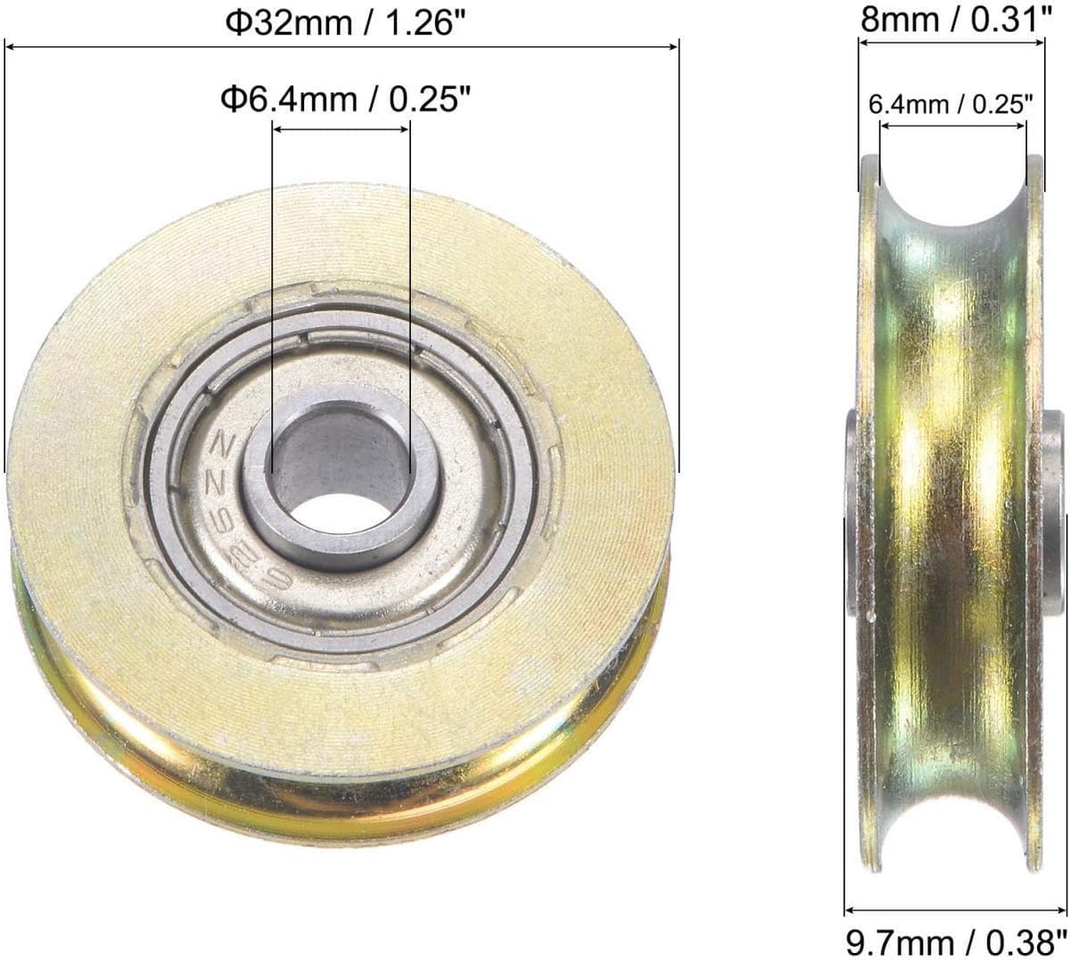 ya 26 10.21 baidi Sliding Door Roller U Groove 6.4mm Shaft Hole 32mm Diameter, ing Steel, 4pcs