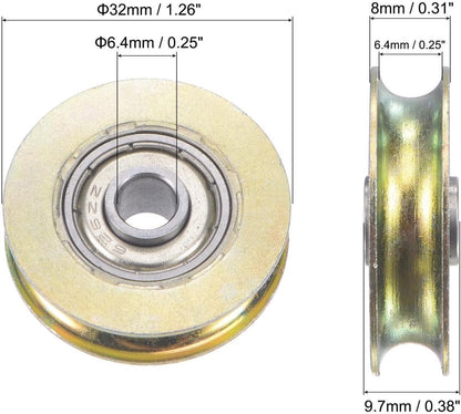 ya 26 10.21 baidi Sliding Door Roller U Groove 6.4mm Shaft Hole 32mm Diameter, ing Steel, 4pcs