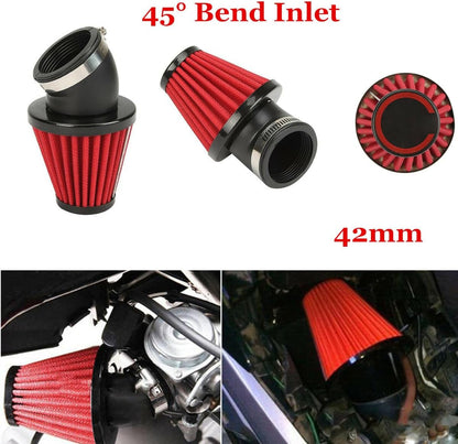 ya 5 8.10 45¡ã Bend High Flow Motorcycle Dual Layer Stainless Steel Mesh Air Filter 42mm