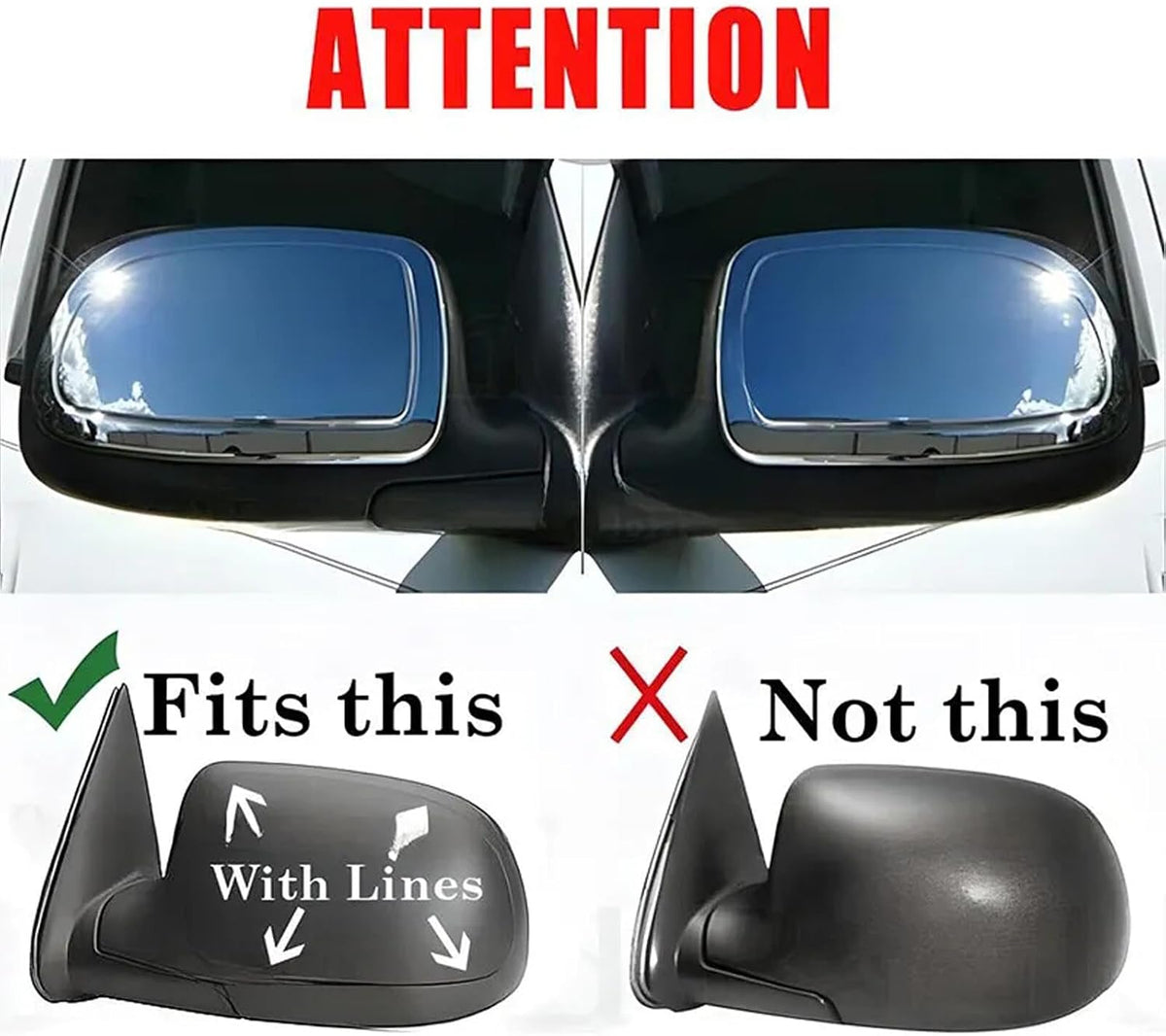 ya 11 9.14 baidiFits 1999-2006 for Chevrolet for Silverado for GMC Sierra 2 Piece Chrome Mirror Covers -