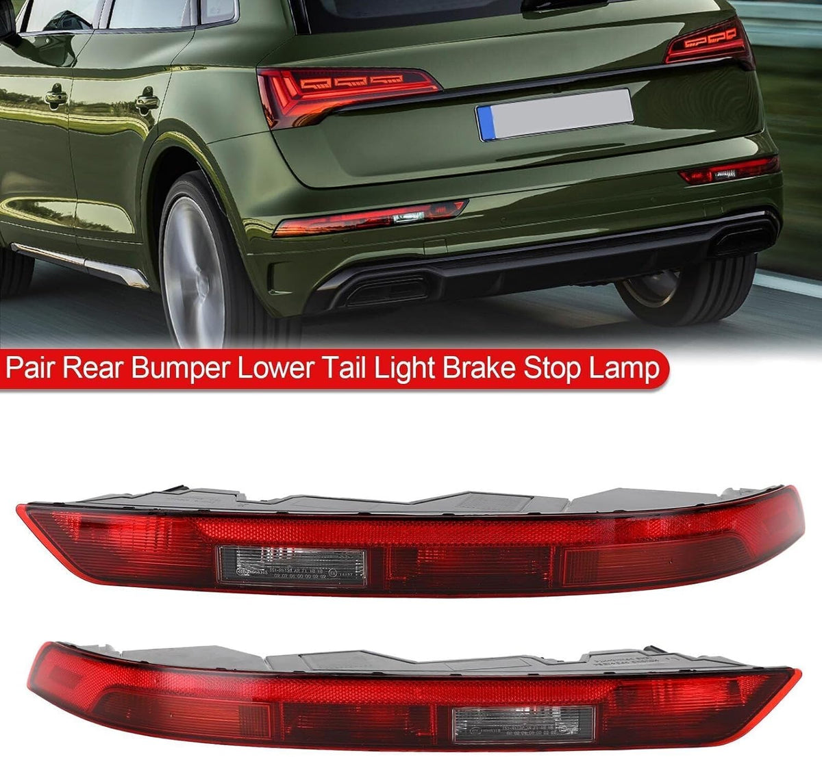 ya 14 9.20 zhengce Pair Rear Bumper Lower Tail Light Brake Stop Lamp for Audi Q5 18-2021 US V-2